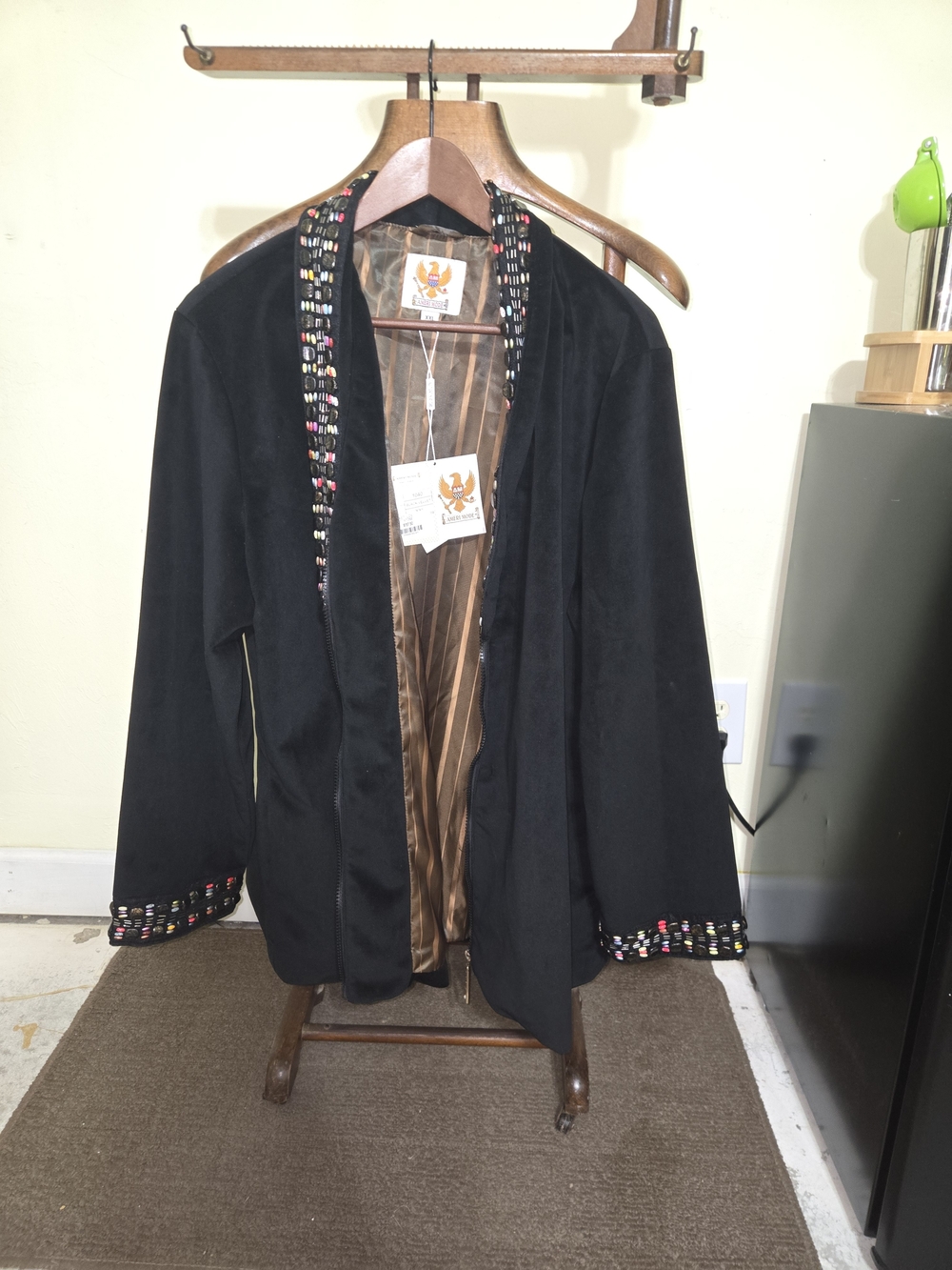 NWT Ameri Mode Ladies Multistone Black Velvet Jacket Style 1040 Size XXL